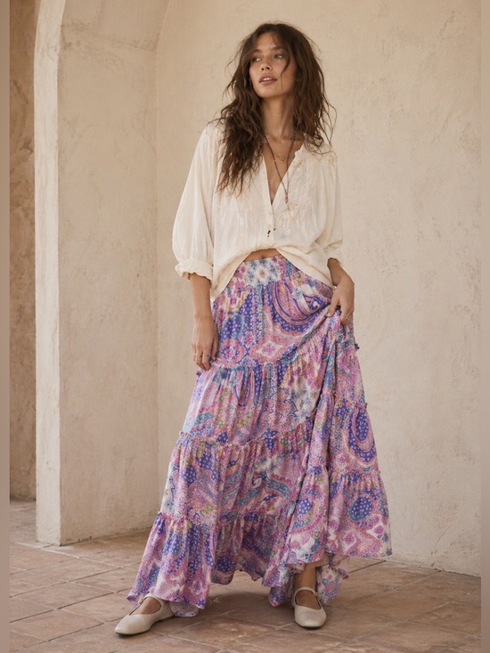 easel Dresses & Skirts - #94 easel Pink Paisley Tiered Maxi Skirt